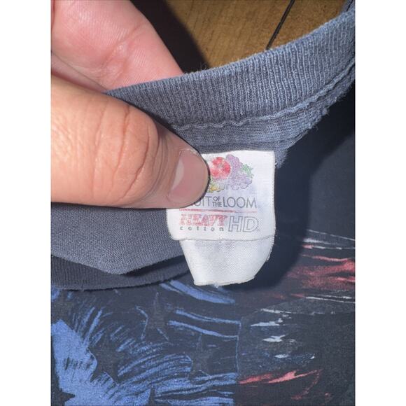 Vintage Bald Eagle USA Flag Graphic T-Shirt Men’s Medium Blue 19x25 Patriotic - Picture 5 of 6